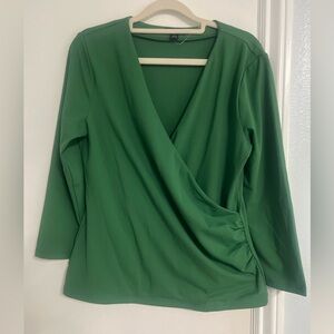 Ann Taylor Forest Green Wrap Blouse